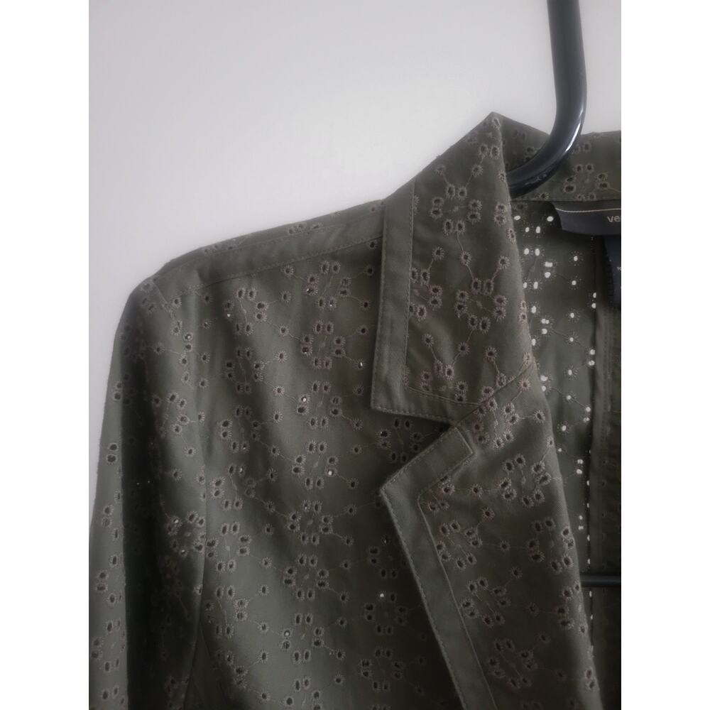 Venezia Size 14/16 Olive Green Eyelet Cotton Jacket Blazer EUC Lightweight - Picture 2 of 5